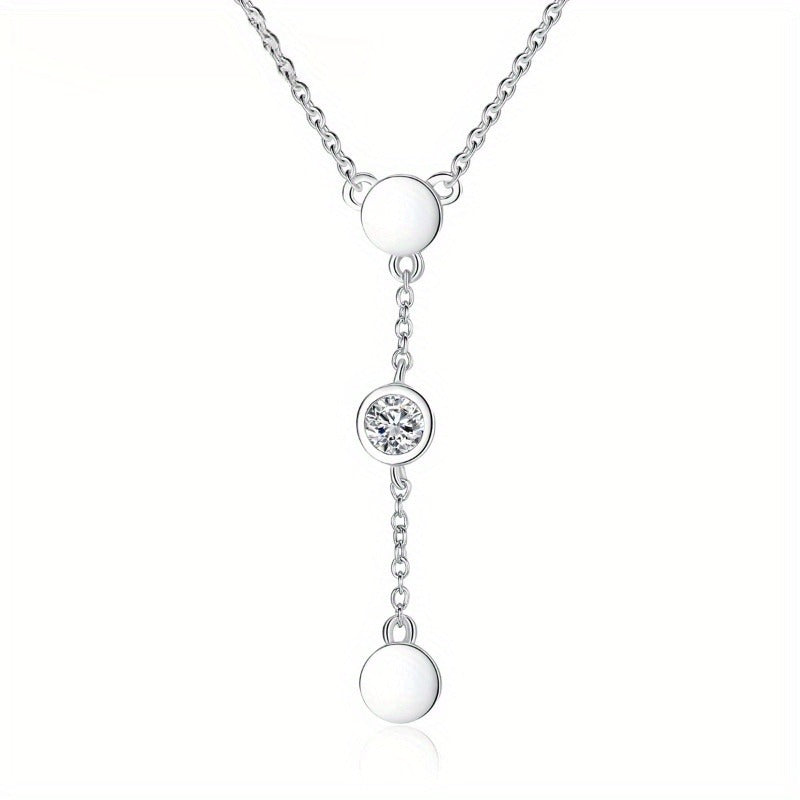 A Round Spliced Necklace S925 Silver Neck Chain Lock Bone Chain Perfect for Dating, Simple Wearing for Women'S Vacation, Simple Style Holiday Gift