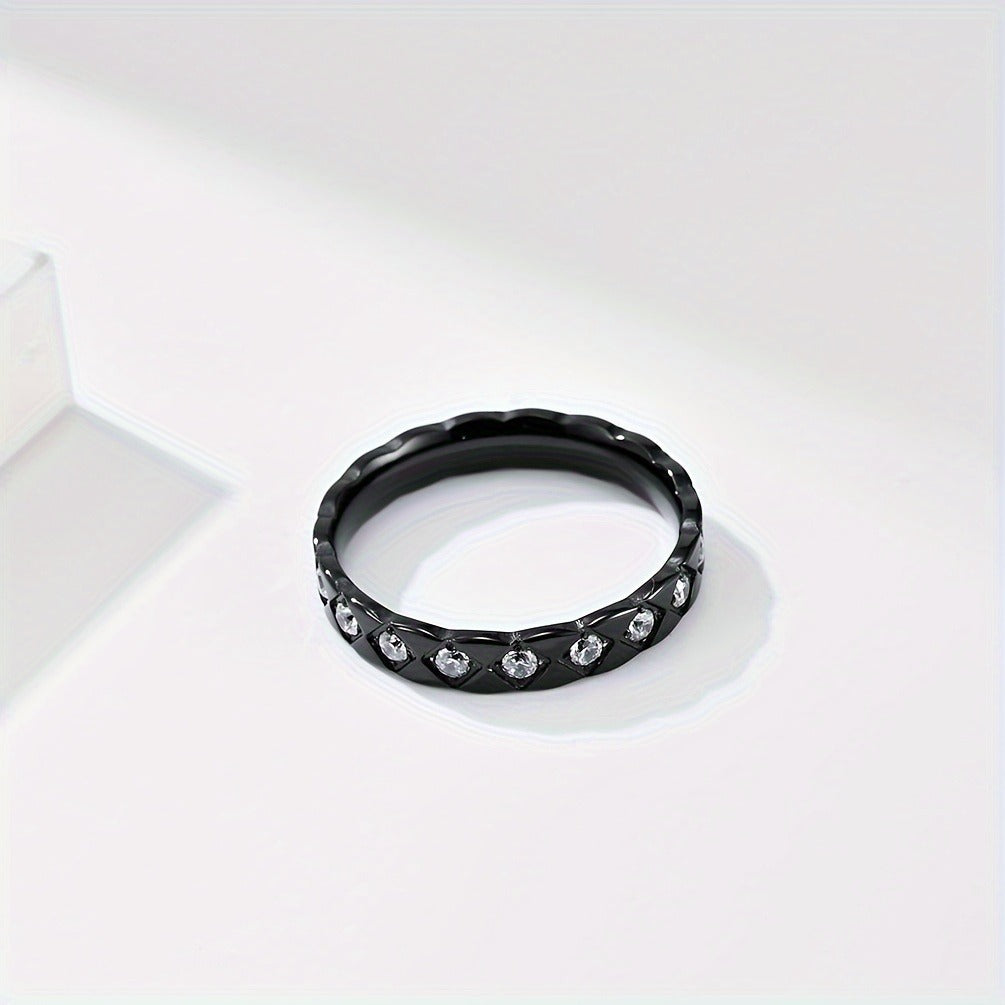 Minimalist Women's Cool Style Stainless Steel Ring with, Hand Jewelry Gift, Silvery/Golden/Black
