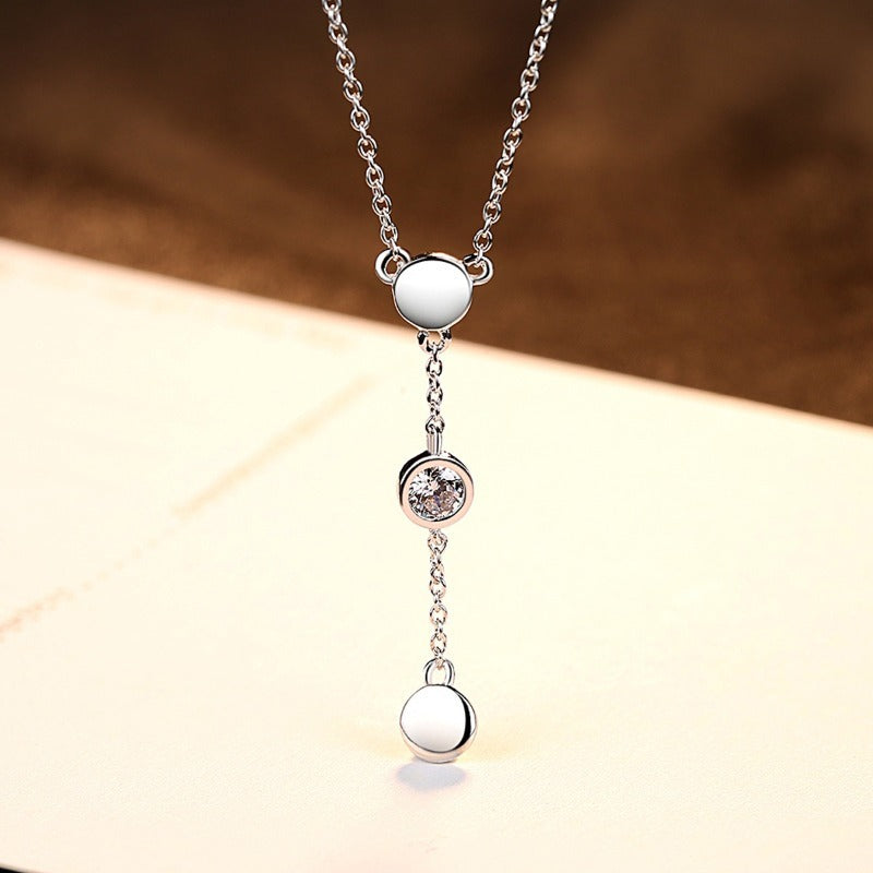 A Round Spliced Necklace S925 Silver Neck Chain Lock Bone Chain Perfect for Dating, Simple Wearing for Women'S Vacation, Simple Style Holiday Gift