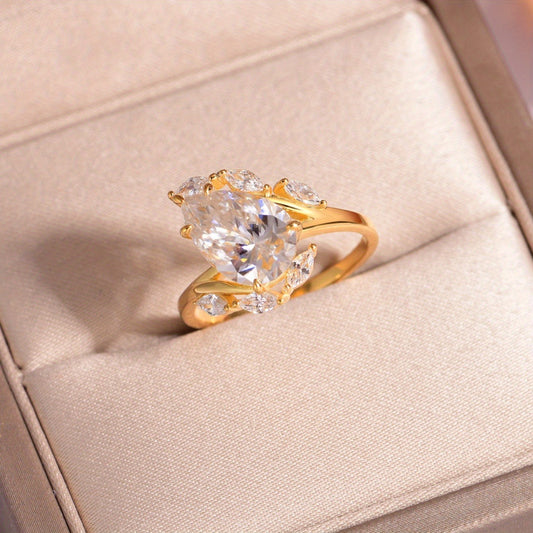 4ct Pear Moissanite Ring 925 Sterling 925 Silver Royal Vintage Cluster Halo Setting 18K Gold Plated Plated Luxury Gift for Women Anniversary Date Night