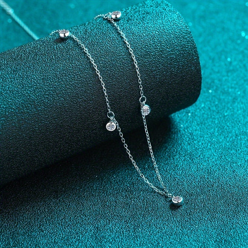 Handmade 6pcs Moissanite Necklace, 925 Sterling Silver Women'S Necklace, Simple And Fashionable 925 Sterling Silver Moissanite Necklace, Daily Wear Gift Holiday Gift Valentine'S Day Gift Christmas Gift