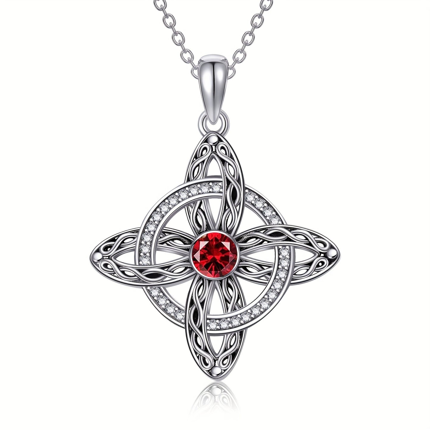 Birthstone Witches Knot Necklace Sterling Silvery Witch Knot Pendant Jewelry Gifts