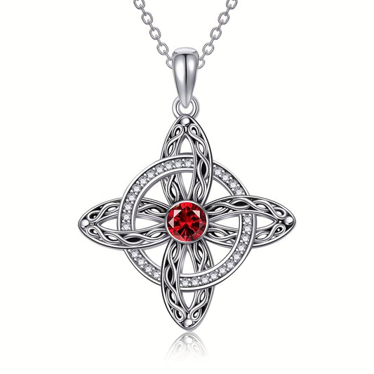 Birthstone Witches Knot Necklace Sterling Silvery Witch Knot Pendant Jewelry Gifts