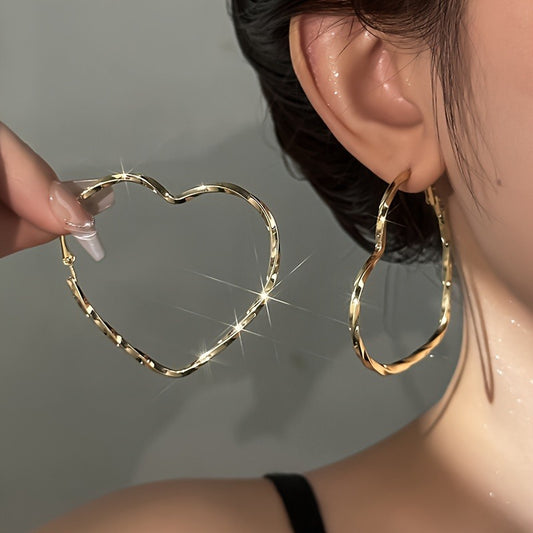 [Elegant Heart Hoop Earrings] 2 Pairs Heart Shaped Hoop Earrings - Elegant Simple Style Fashionable Everyday Casual Gifts for Women