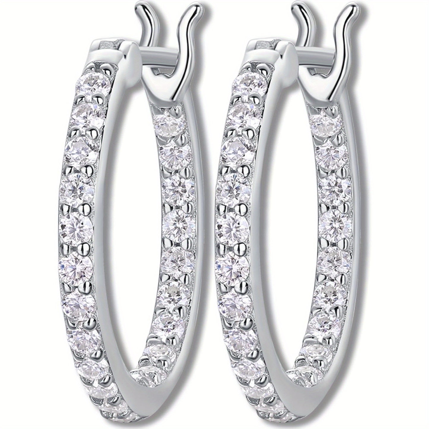 Moissanite Hoop Earrings Gifts for Women 925 Sterling Silver with White Golden Hypoallergenic Lab Created Moissanite Dangle Earrings