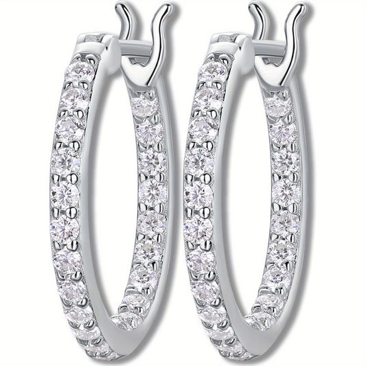 Moissanite Hoop Earrings Gifts for Women 925 Sterling Silver with White Golden Hypoallergenic Lab Created Moissanite Dangle Earrings