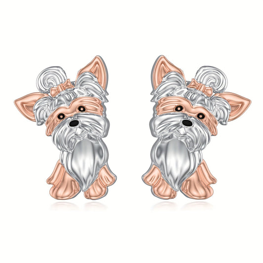 Sterling Silver Yorkshire Terrier Studs Earring, Best for Christmas