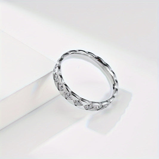 Minimalist Women's Cool Style Stainless Steel Ring with, Hand Jewelry Gift, Silvery/Golden/Black