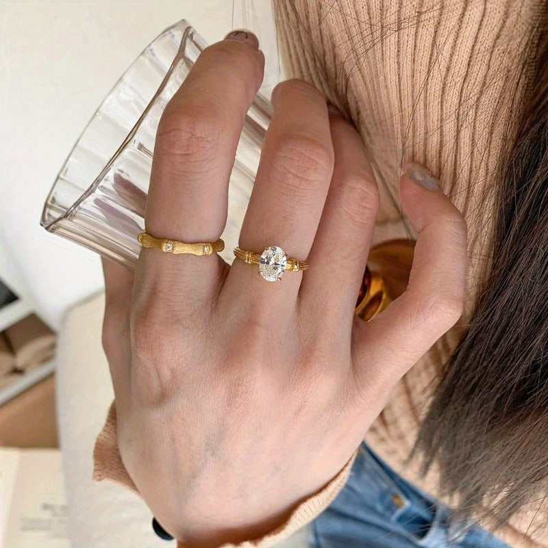 Women's Minimalist Brushed Plain Band Ring - Elegant Everyday & Formal Jewelry, Durable White Golden Plated Band for Wedding, Party, Office - Luxury Index Finger Ring for Year-Round & Special Occasions, Party Accessory
