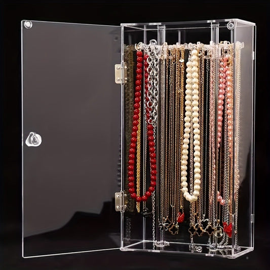 1pc Transparent Dustproof Necklace Box, Clavicle Chain Sweater Chain Finishing Display Holder