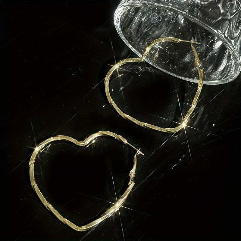 [Elegant Heart Hoop Earrings] 2 Pairs Heart Shaped Hoop Earrings - Elegant Simple Style Fashionable Everyday Casual Gifts for Women