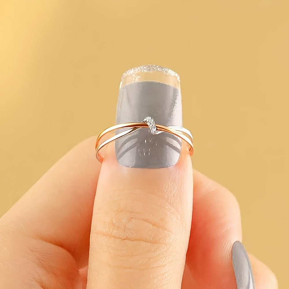 An Elegant Double Knot Ring -925 Sterling Silver Set with Natural Stones, the Perfect Anniversary Gift for Her, Interwoven Together