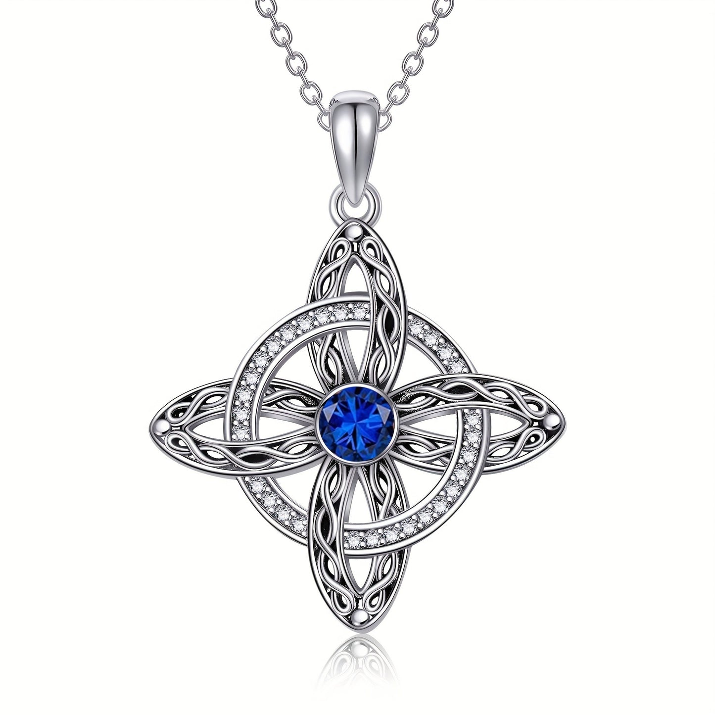 Birthstone Witches Knot Necklace Sterling Silvery Witch Knot Pendant Jewelry Gifts