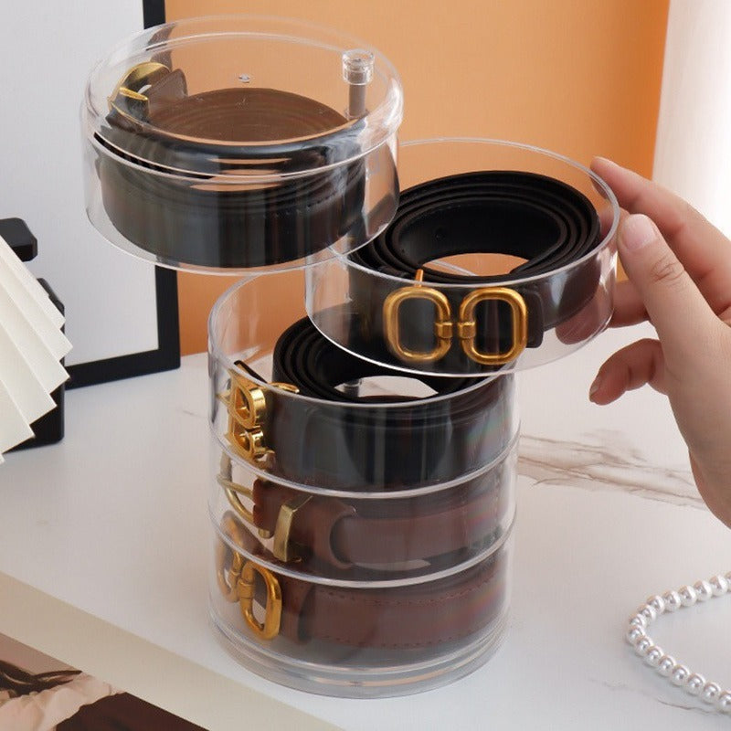 5-Tier Stackable Acrylic Jewelry Organizer Box – Clear Cylindrical Design for Earrings, Rings, Necklaces, Watches & Bracelets – Multifunctional Storage & Display Solution, Jewelry Box