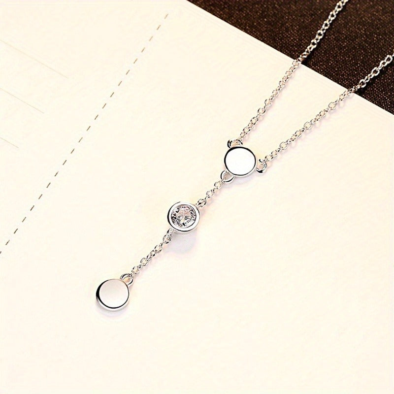 A Round Spliced Necklace S925 Silver Neck Chain Lock Bone Chain Perfect for Dating, Simple Wearing for Women'S Vacation, Simple Style Holiday Gift