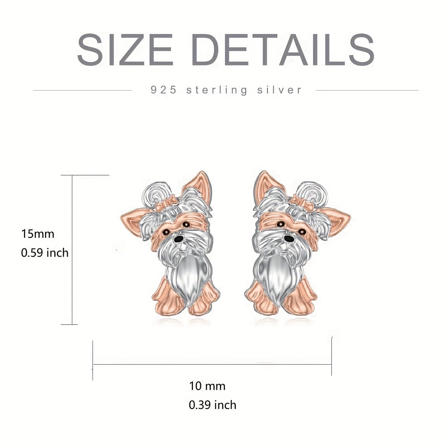 Sterling Silver Yorkshire Terrier Studs Earring, Best for Christmas
