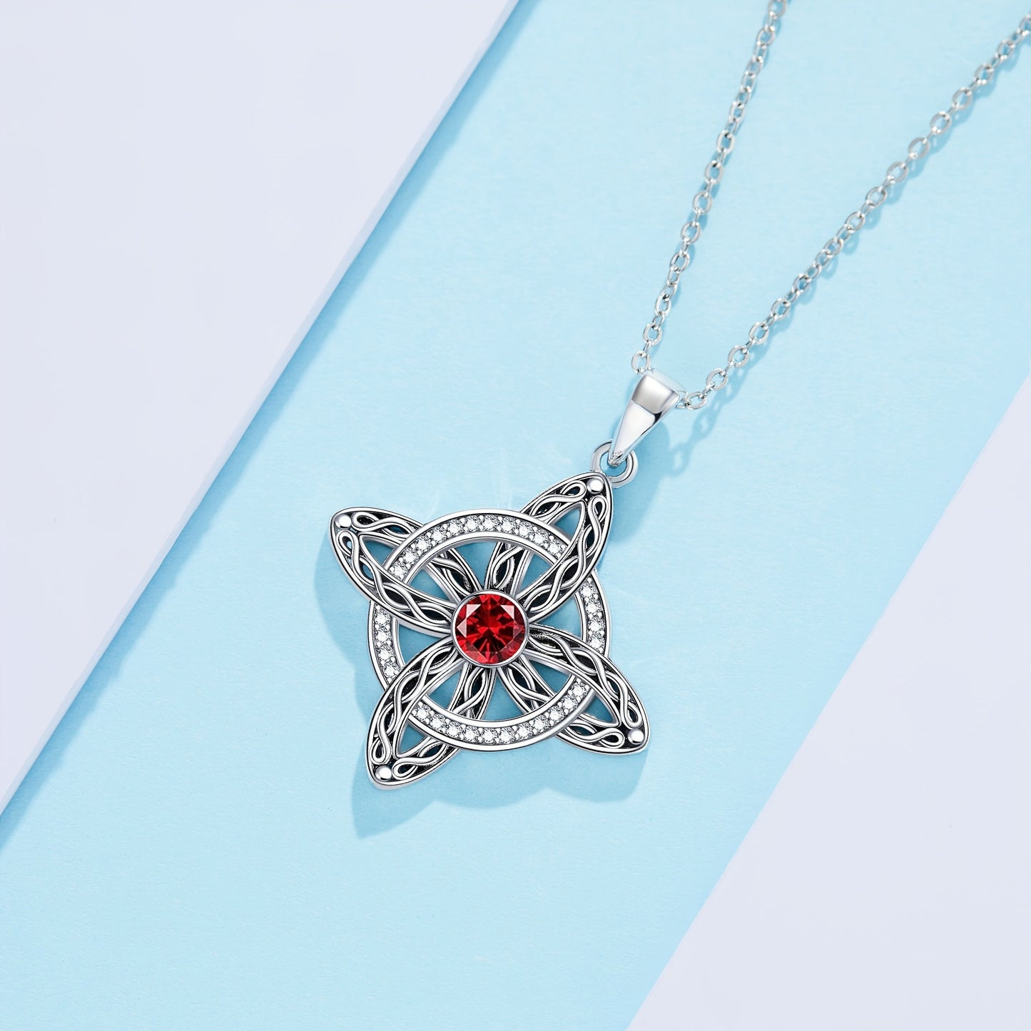 Birthstone Witches Knot Necklace Sterling Silvery Witch Knot Pendant Jewelry Gifts