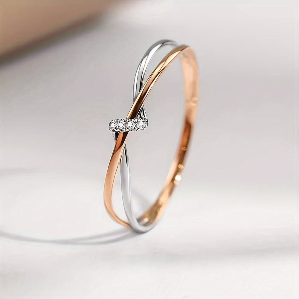 An Elegant Double Knot Ring -925 Sterling Silver Set with Natural Stones, the Perfect Anniversary Gift for Her, Interwoven Together