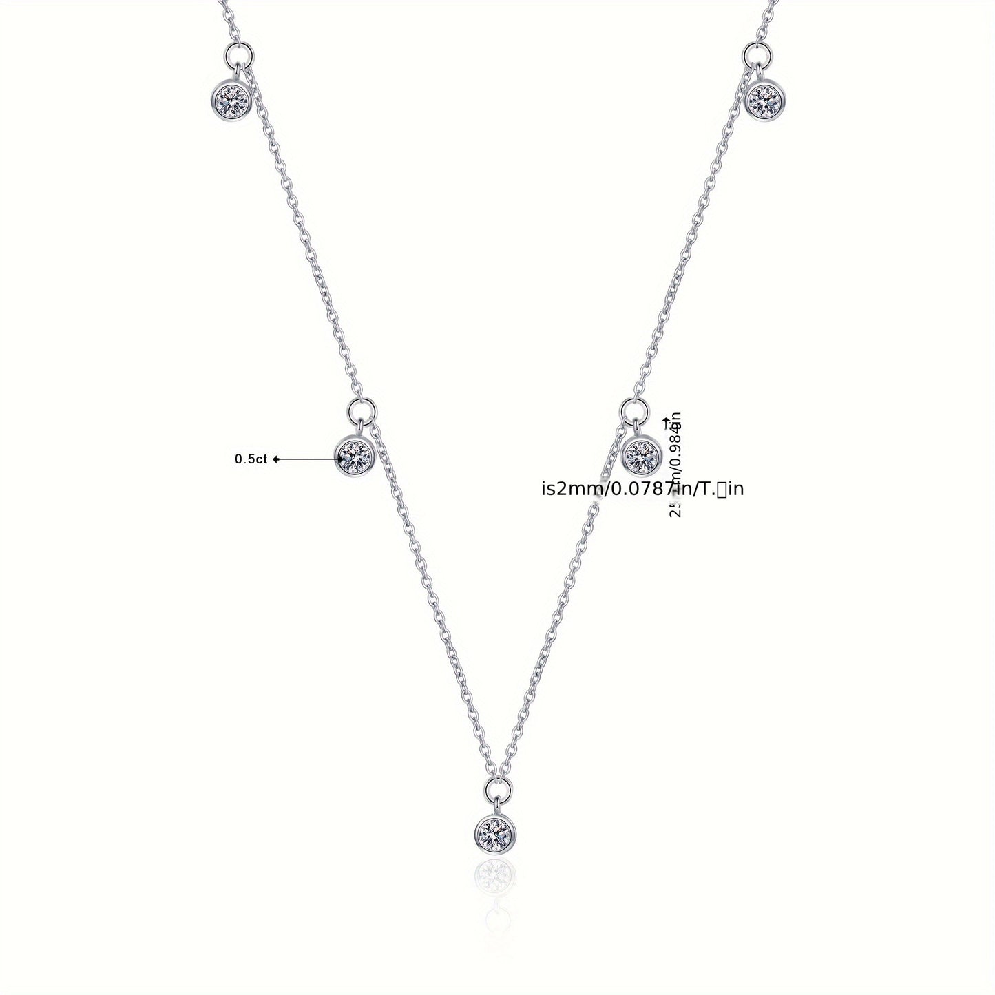 Handmade 6pcs Moissanite Necklace, 925 Sterling Silver Women'S Necklace, Simple And Fashionable 925 Sterling Silver Moissanite Necklace, Daily Wear Gift Holiday Gift Valentine'S Day Gift Christmas Gift