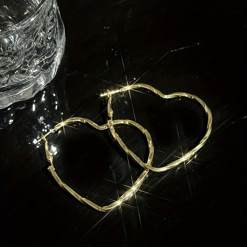 [Elegant Heart Hoop Earrings] 2 Pairs Heart Shaped Hoop Earrings - Elegant Simple Style Fashionable Everyday Casual Gifts for Women