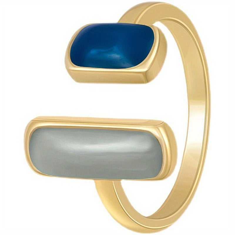 [Dual-Tone Ring] Dual-Tone Elegant Adjustable Women's Ring | Classic Alloy Jewelry for Casual Attire & Gifting, Best for Christmas