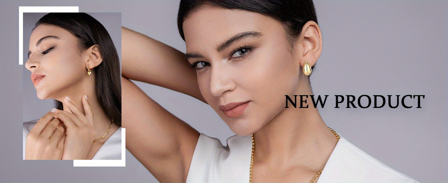 Moissanite Hoop Earrings Gifts for Women 925 Sterling Silver with White Golden Hypoallergenic Lab Created Moissanite Dangle Earrings