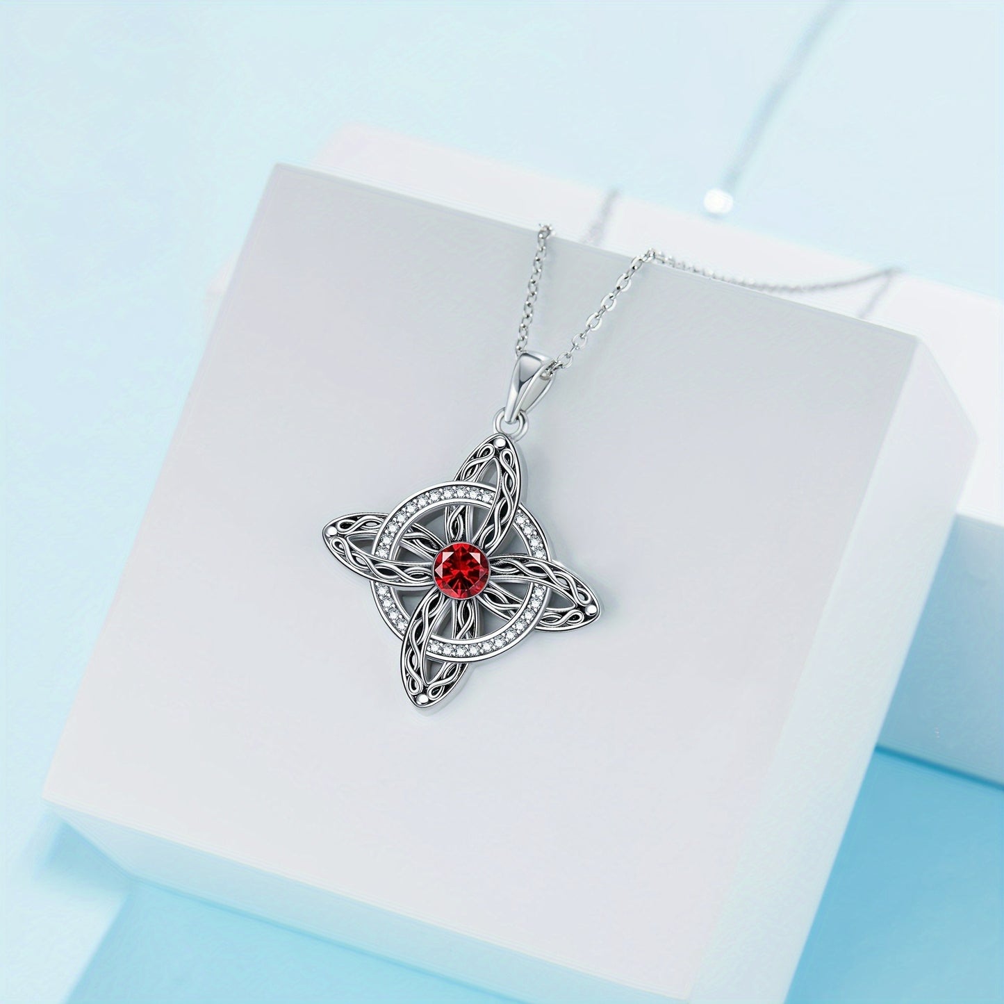 Birthstone Witches Knot Necklace Sterling Silvery Witch Knot Pendant Jewelry Gifts