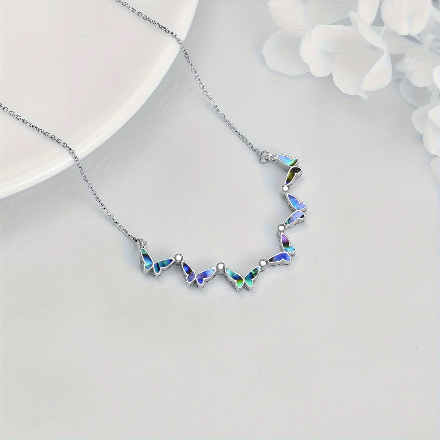 David Necklace with Hexagonal Star, Pure Silvery Butterfly Folding Hexagonal Star Pendant Necklace Jewelry for Women