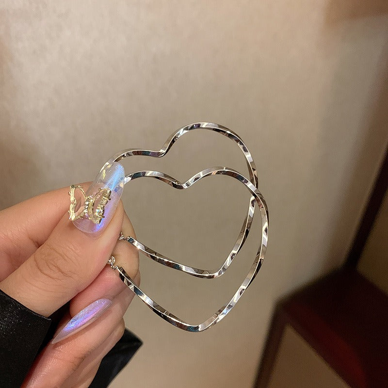 [Elegant Heart Hoop Earrings] 2 Pairs Heart Shaped Hoop Earrings - Elegant Simple Style Fashionable Everyday Casual Gifts for Women