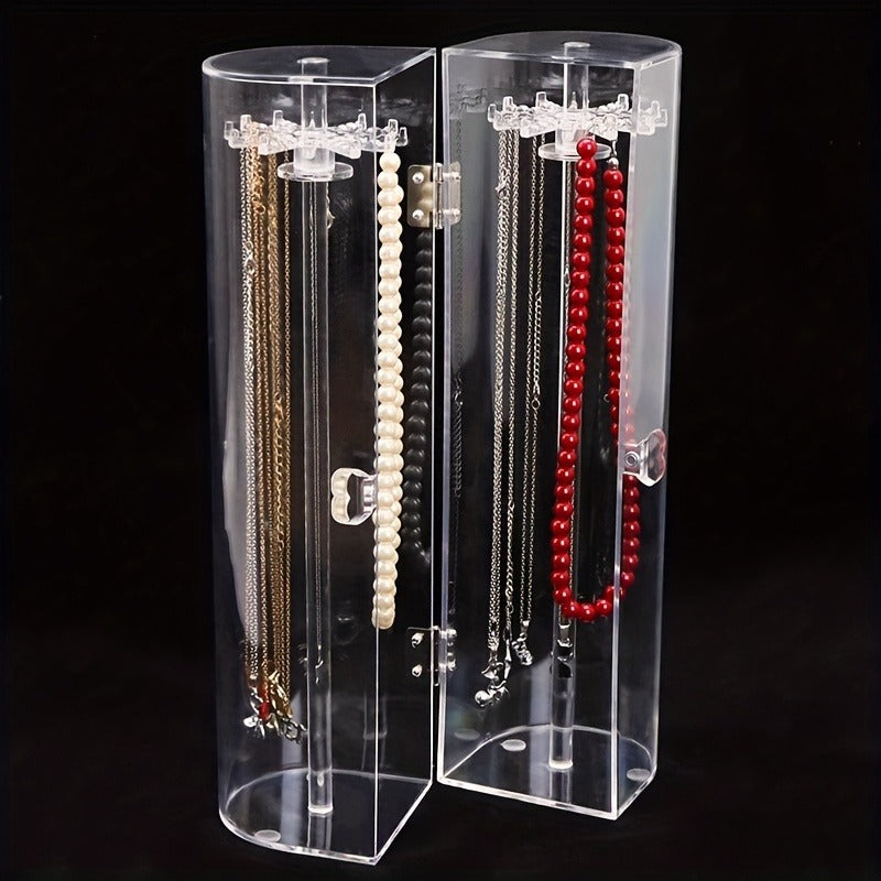 1pc Transparent Dustproof Necklace Box, Clavicle Chain Sweater Chain Finishing Display Holder