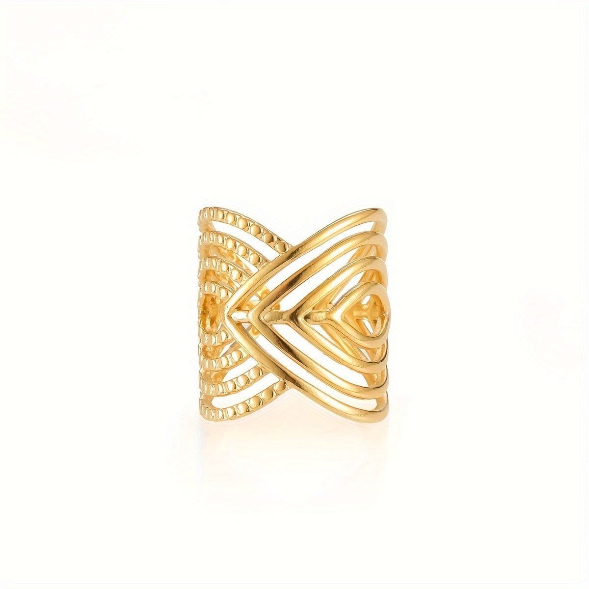 1pc Elegant Stainless Steel Golden Plated Ring for Women - Adjustable Open Design, Minimalist Style, Perfect for Casual Attire or Special Occasions, Daily Wear Ring | Minimalist Ring | Adjustable Ring