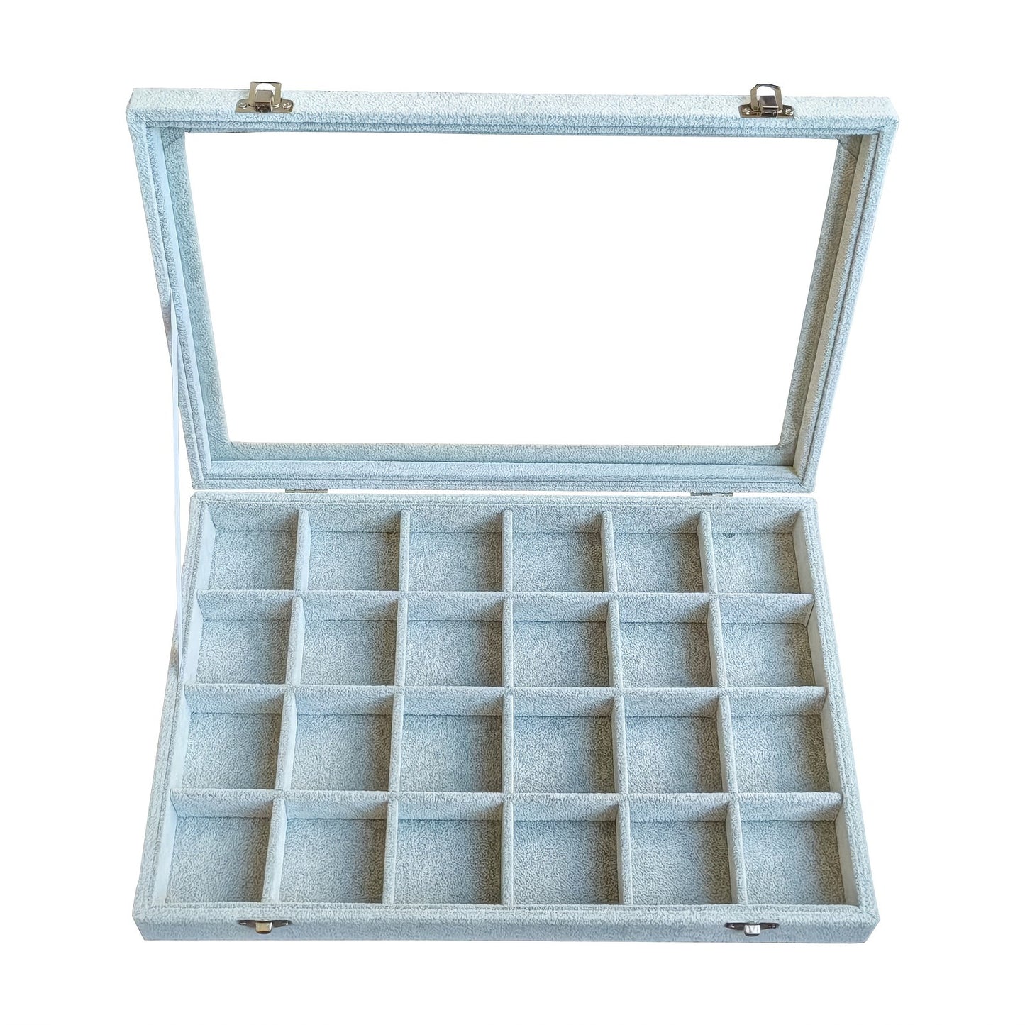 1pc Artistic Polyester Jewelry Organizer Box with Detachable Tray and Clear Glass Lid - Independent, Power-Free, Under 3.2 Cubic Feet Capacity, Necklace, Ring, Earring, Bracelet Display Case
