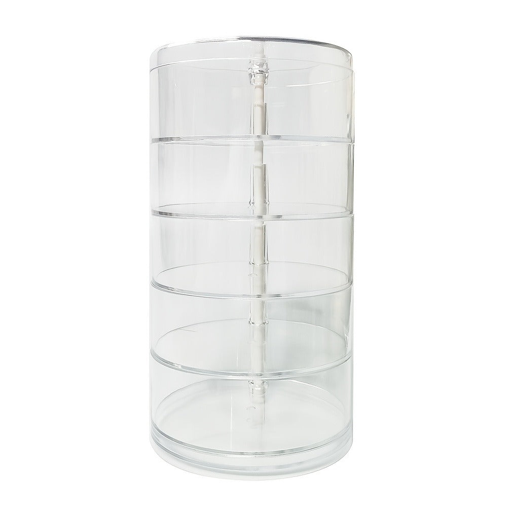 5-Tier Stackable Acrylic Jewelry Organizer Box – Clear Cylindrical Design for Earrings, Rings, Necklaces, Watches & Bracelets – Multifunctional Storage & Display Solution, Jewelry Box