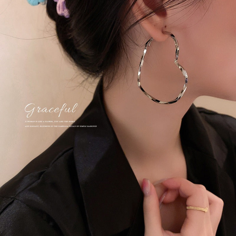 [Elegant Heart Hoop Earrings] 2 Pairs Heart Shaped Hoop Earrings - Elegant Simple Style Fashionable Everyday Casual Gifts for Women