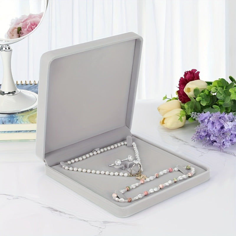 1pc Velvet Jewelry Set Box Size 7.48*7.48*1.57in (19*19*4cm) Necklace Ring Earrings Bracelet Set Jewelry Storage Box Suitable for Anniversary Wedding Birthday Gift Decoration Box Jewelry Packaging Storage Display Small Business Supplies Art