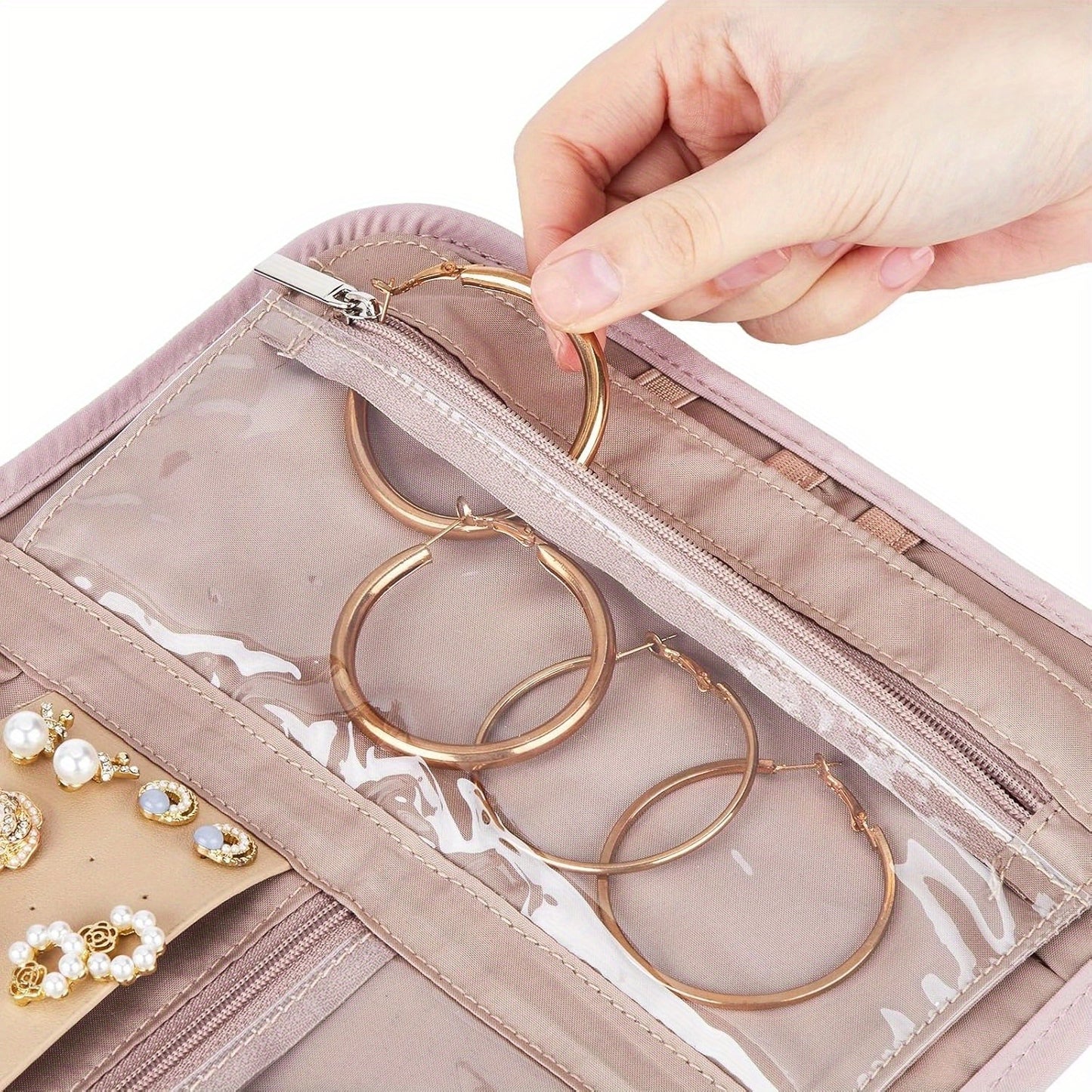 1pc Travel Jewelry Storage Box, Folding Jewelry Storage Roll Storage Bag For Necklaces, Earrings, Rings, Bracelets, Pins, Brooches, Etc., Jewelry Bag Storage Roll, Portable Travel Essentials, Jewelry Rolls